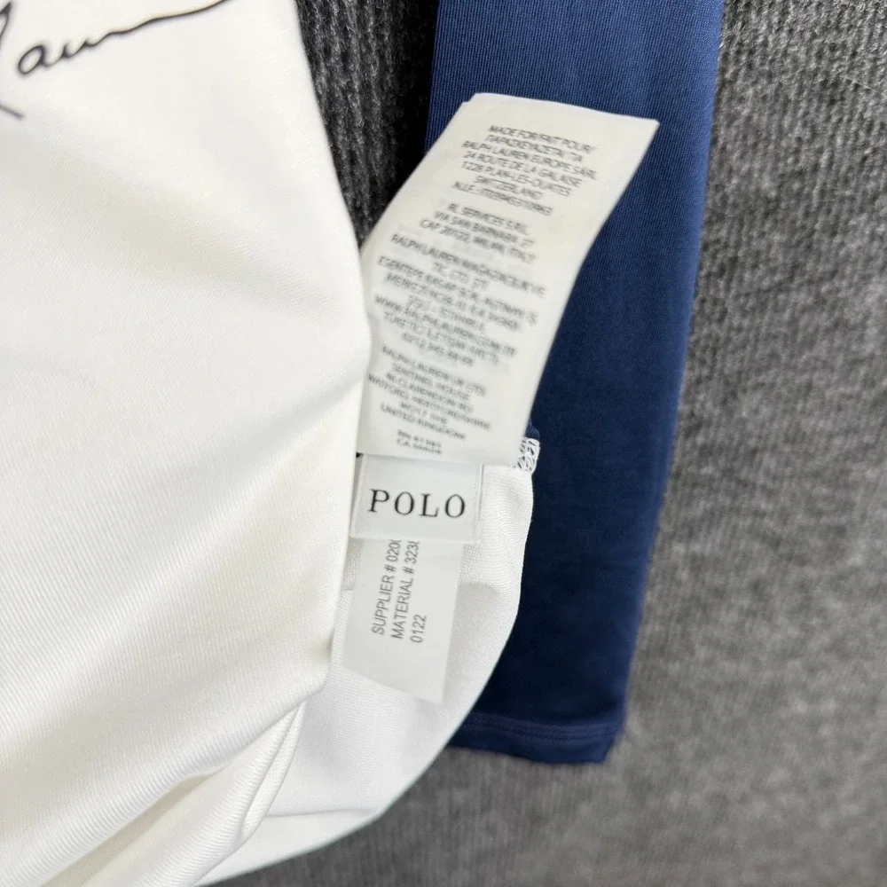 Polo Ralph Lauren Rash Guard Boys L 14-16‎ White Blue Windsurf Polo Bear Swim
